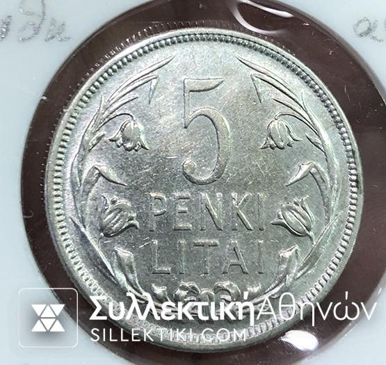 LITHUANIA 5 Litai 1925 AU